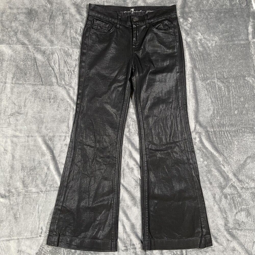 7 For All Mankind Ginger Jeans Womens 28 Black Flared Slim Mid-Rise Coated